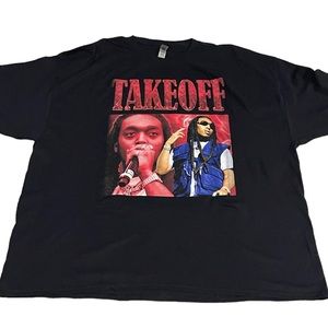 Takeoff 1994 - 2022 Takeoff MIGOS Shirt‎ Short Sleeve Black Unisex 3XL